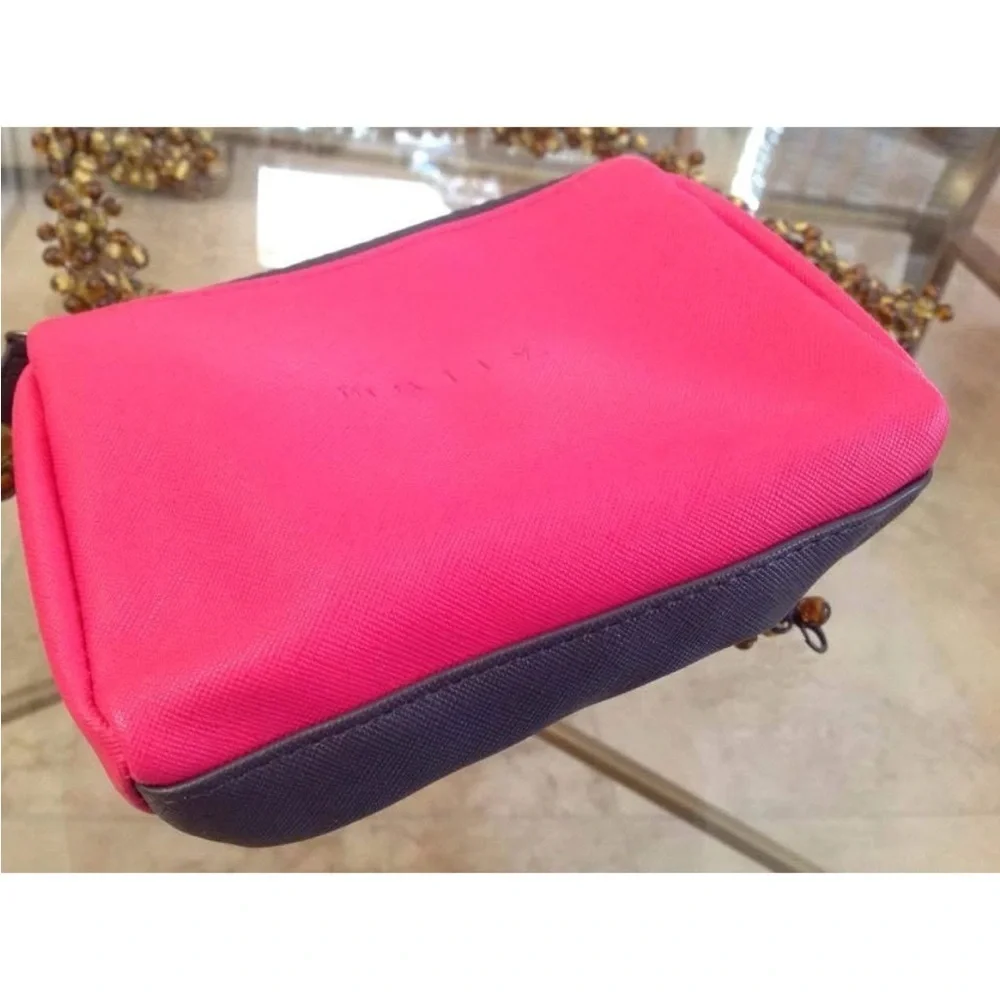 Mally Beauty Hot Pink and gray MINI Zippered Cosmetics Makeup Bag - BRAND NEW